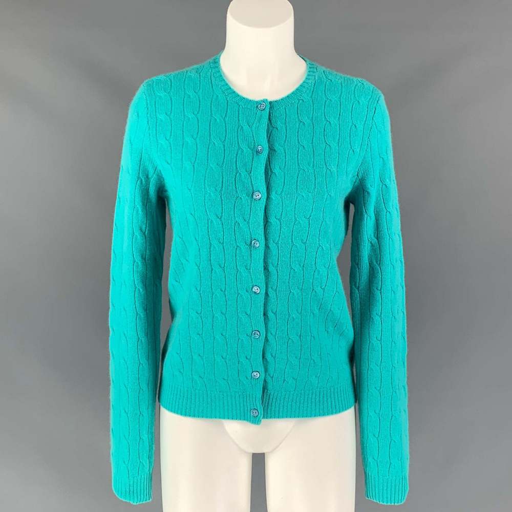 Ralph Lauren Turquoise Cable Knit Cardigan